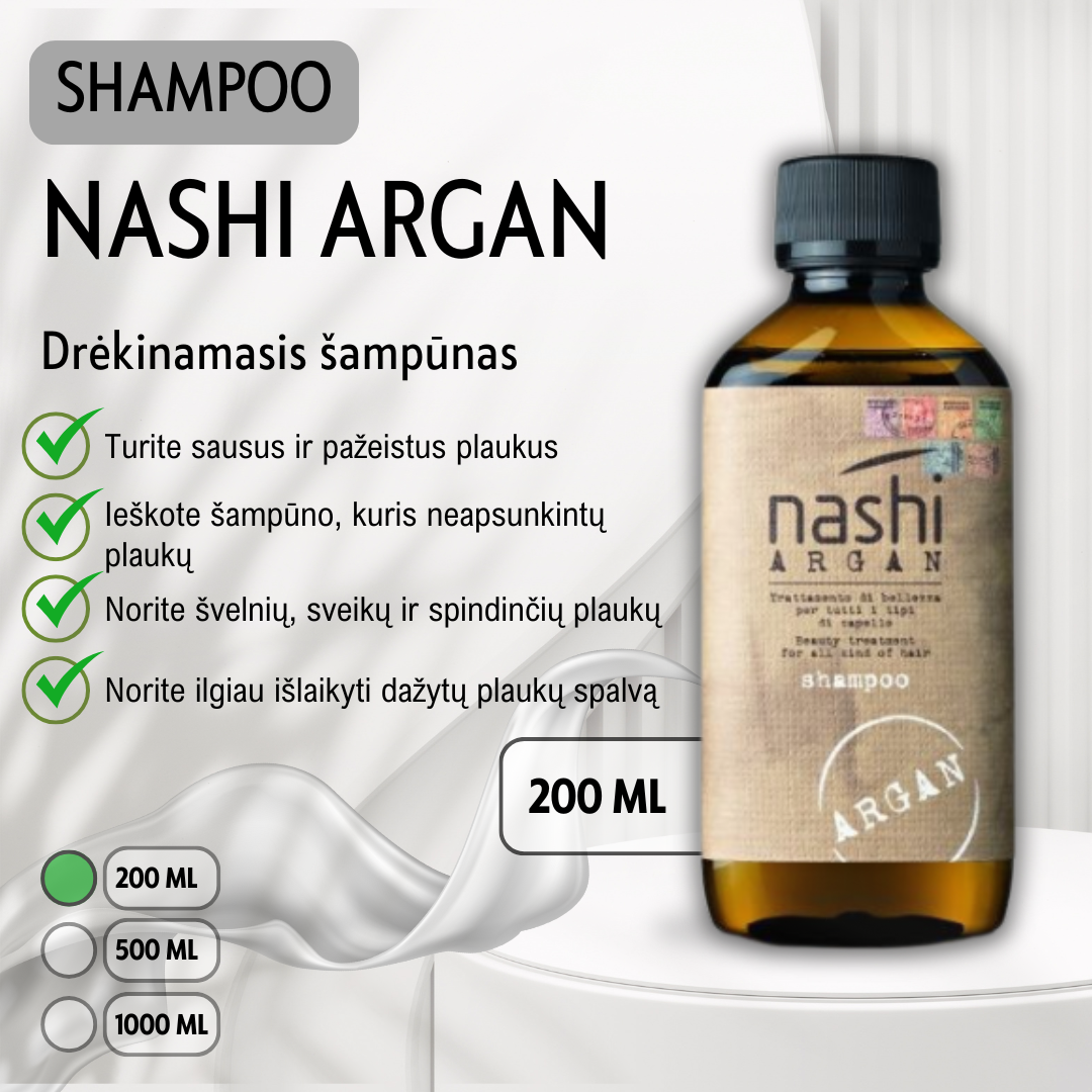 NASHI ARGAN Shampoo Drėkinamasis šampūnas 200ml