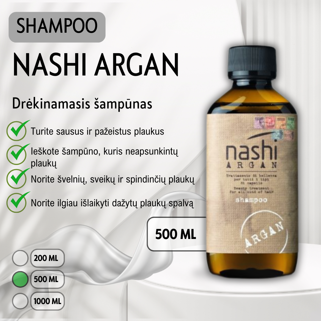 NASHI ARGAN Shampoo Drėkinamasis šampūnas 500ml